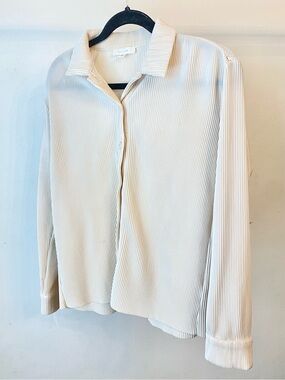 ALL:ROW Cream Ribbed Button-Up Shirt